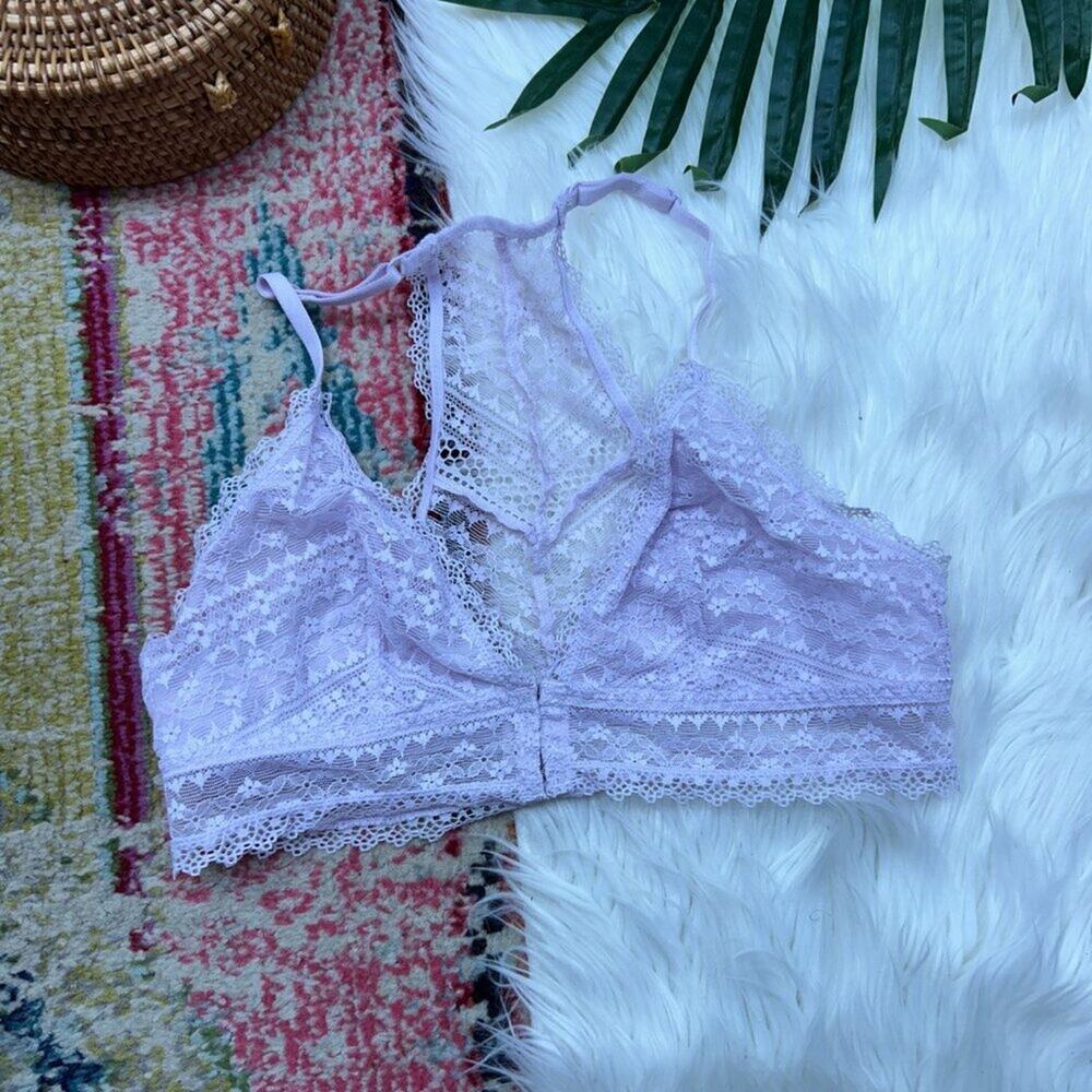 Victoria's Secret Purple Sexy Front Clasps Lightweight Lace Bralette Medium